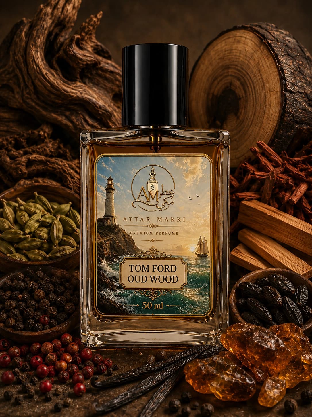 Tom Ford Oud Wood perfume bottle — Woody · Oud — Attar Makki Karachi