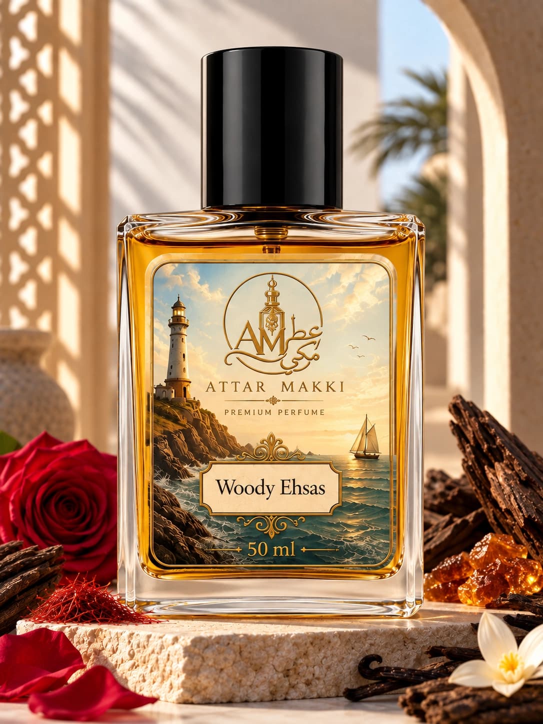 Woody Ehsas perfume bottle — Woody · Oud — Attar Makki Karachi